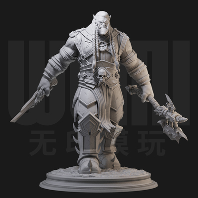 1/24 瓦罗克魔兽世界兽人 18比例GK白模手办 3D打印兵人模型 2314