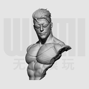 无敌少侠 马克·格雷森 1/10白模胸像 16比例GK树脂手办模型 1971