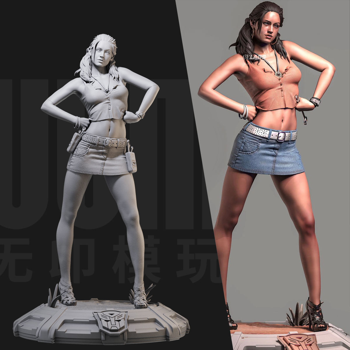 1/24米凯拉 变形金刚 电影 18比例GK白模手办3D打印兵人模型 4015