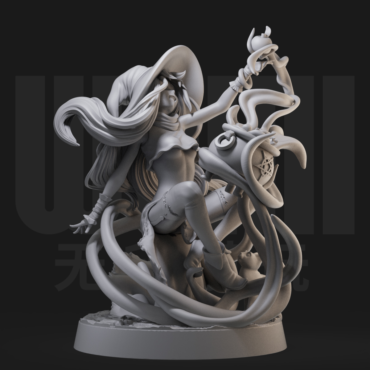 万圣节女巫 卡通小姐姐1/24白模GK手办 35比例兵人3D打印模型 757