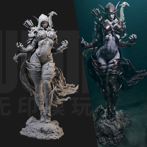 1/24 希瓦娜 魔兽世界 18比例GK白模手办3D打印兵人模型 3602