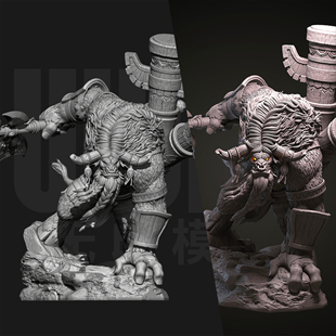 魔兽世界-凯恩·血蹄 1/24GK白模手办 18比例树脂3D打印模型 7031