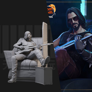 1/24强尼银手 赛博朋克207718比例GK白模手办3D打印兵人模型 4127