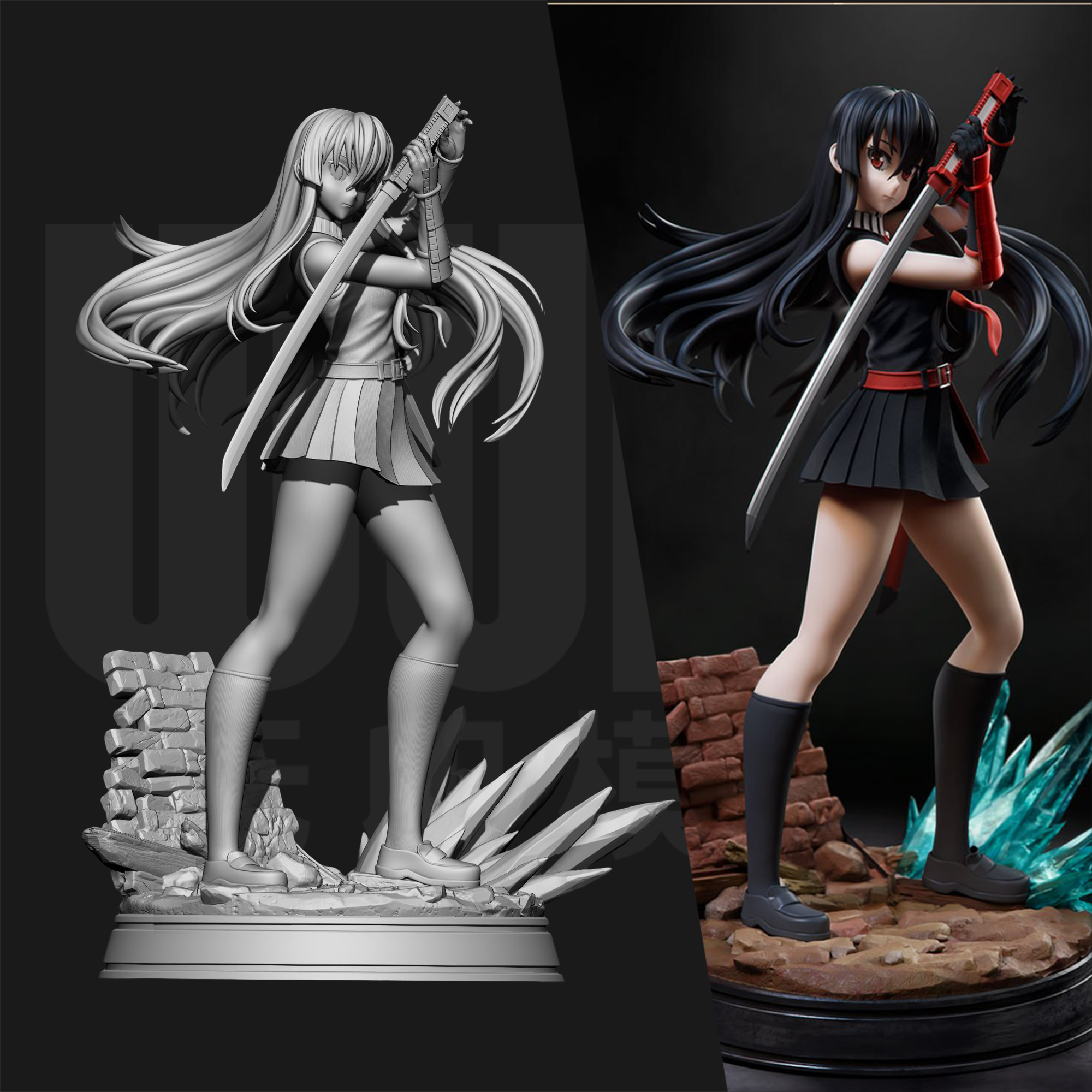 斩！赤红之瞳 赤瞳 1/24GK白模手办 18比例树脂3D打印模型 6521