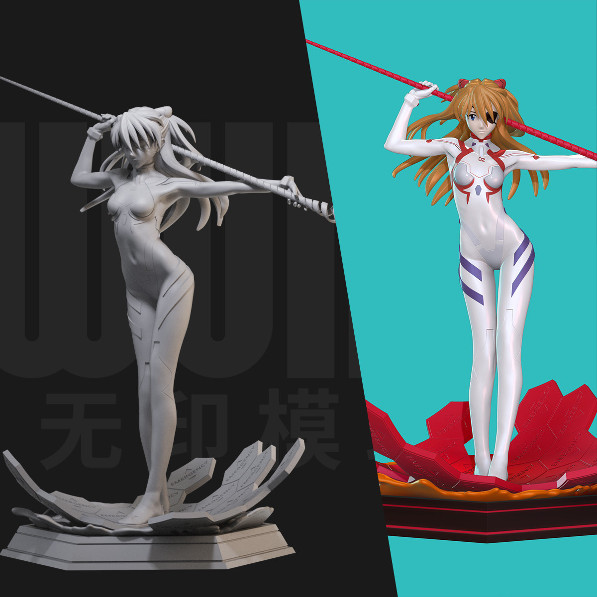 白衣明日香 eva女战士 1/24白模gk手办 18比例兵人3d打印模型1560