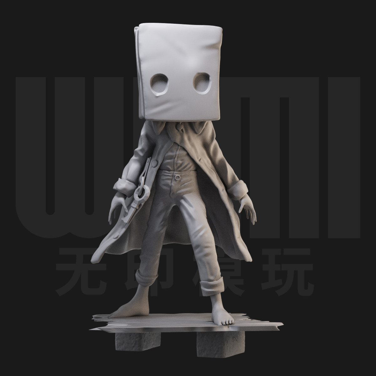 1/24 摩诺 小小梦魇 噩梦 18比例gk白模手办 3d打印兵人模型 2734