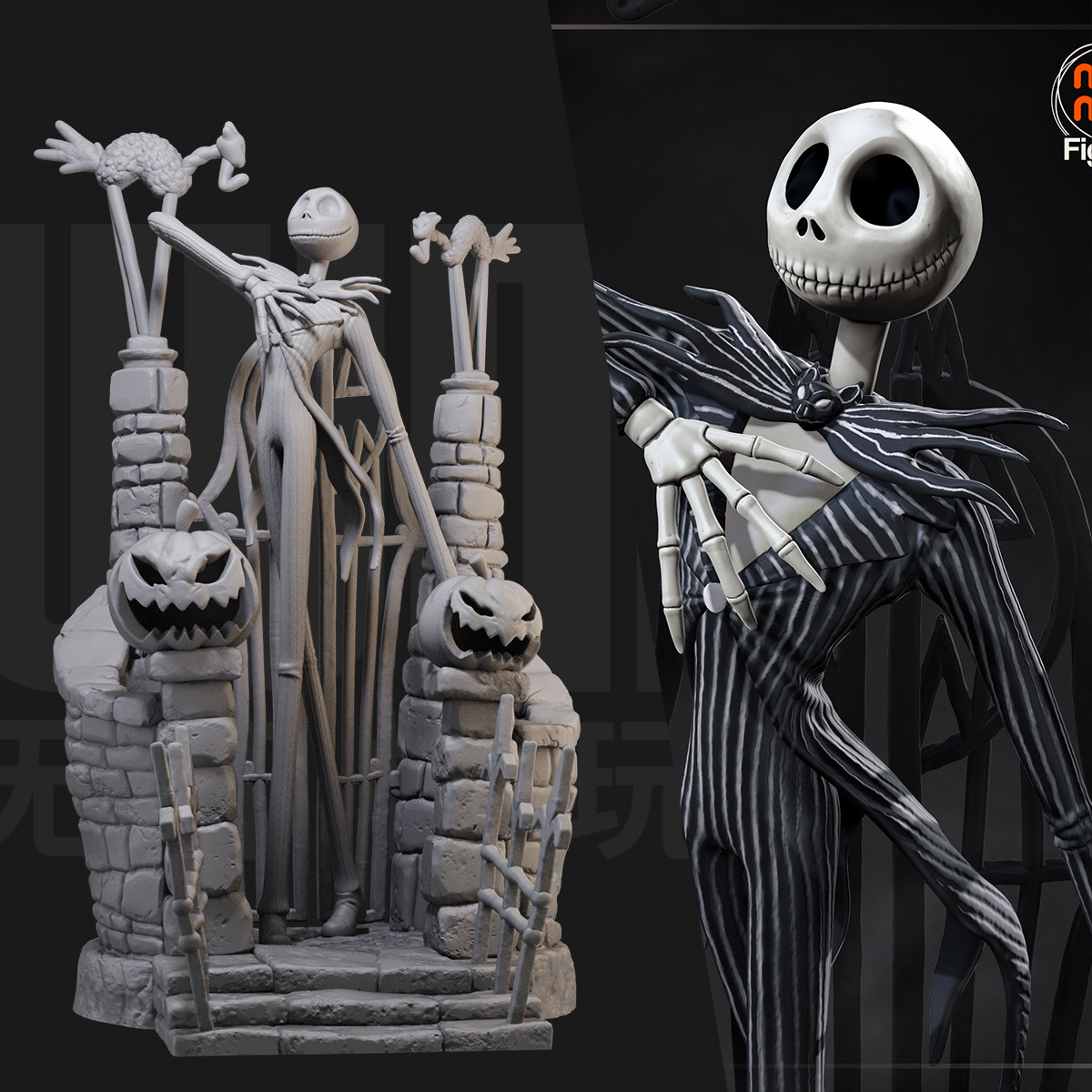 1/24 骷髅杰克 圣诞惊魂夜 18比例gk白模手办3d打印兵人模型 3262