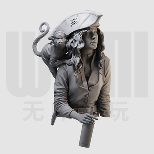 1/10 卡莉娜加勒比海盗 胸像16比例GK白模3D打印树脂手办模型 874