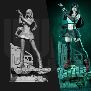 蒂法 18比例树脂3D打印模型 T女神 24GK白模手办 6605 最终幻想