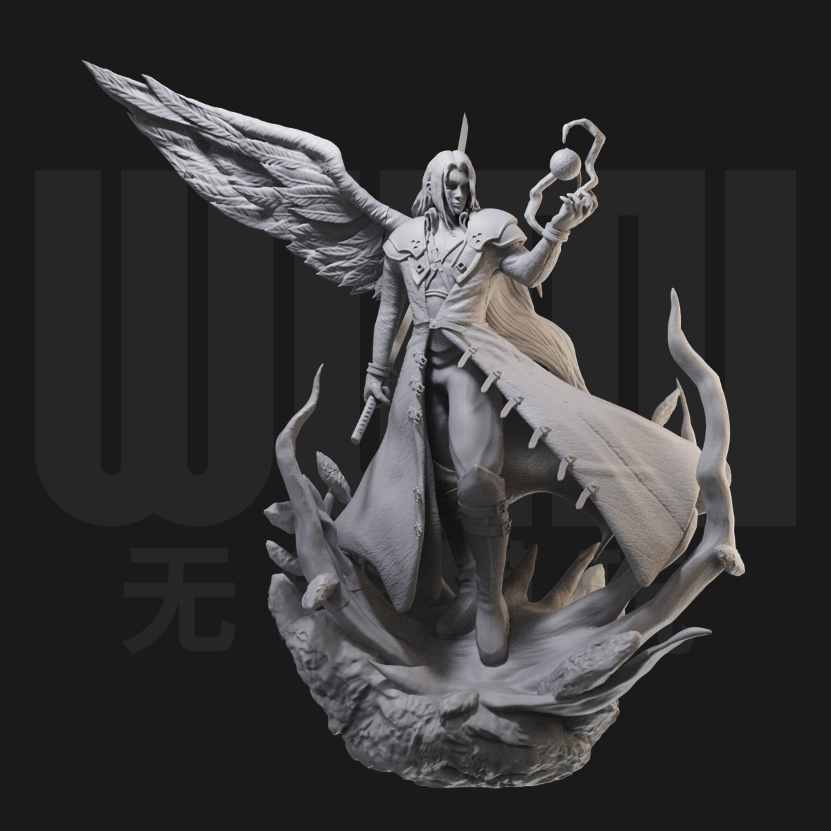 1/24 萨菲罗斯 最终幻想 18比例GK白模手办 3D打印兵人模型 2592