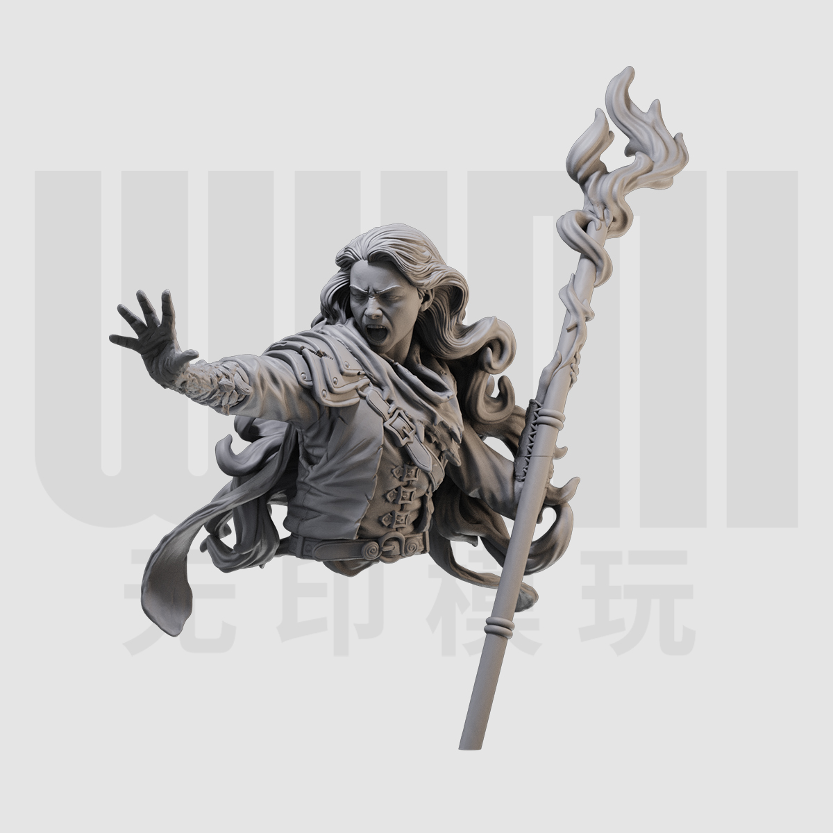 1/10 烈焰女术士 DND 西方奇幻 16比例GK树脂白模手办模型 1086