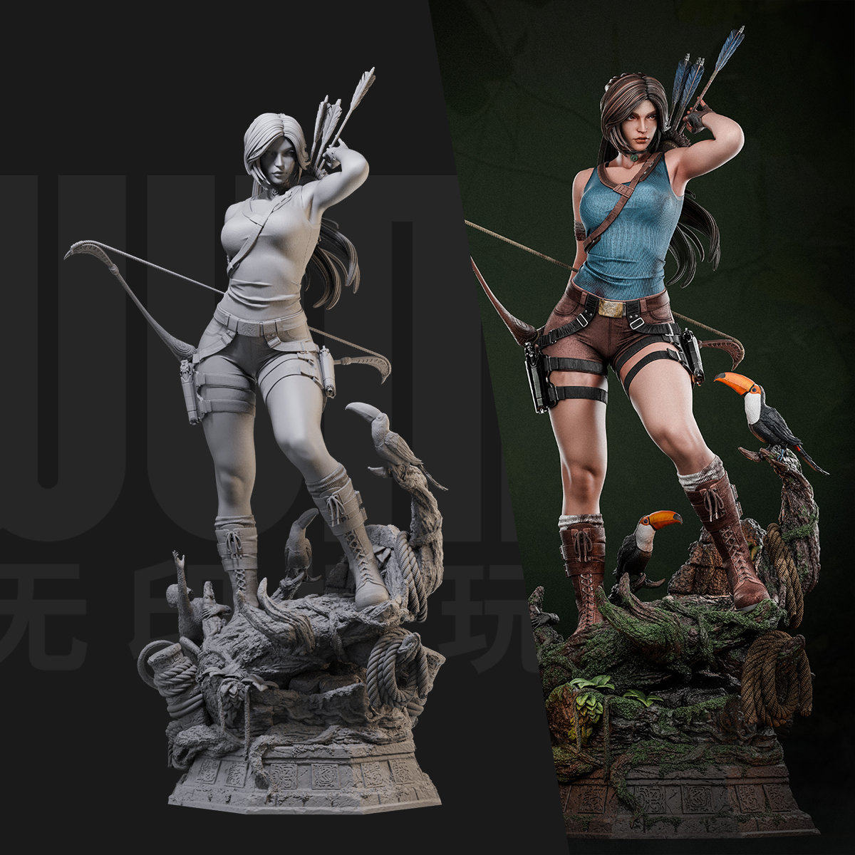 1/24 劳拉 古墓丽影 游戏 18比例GK白模手办3D打印兵人模型 4846