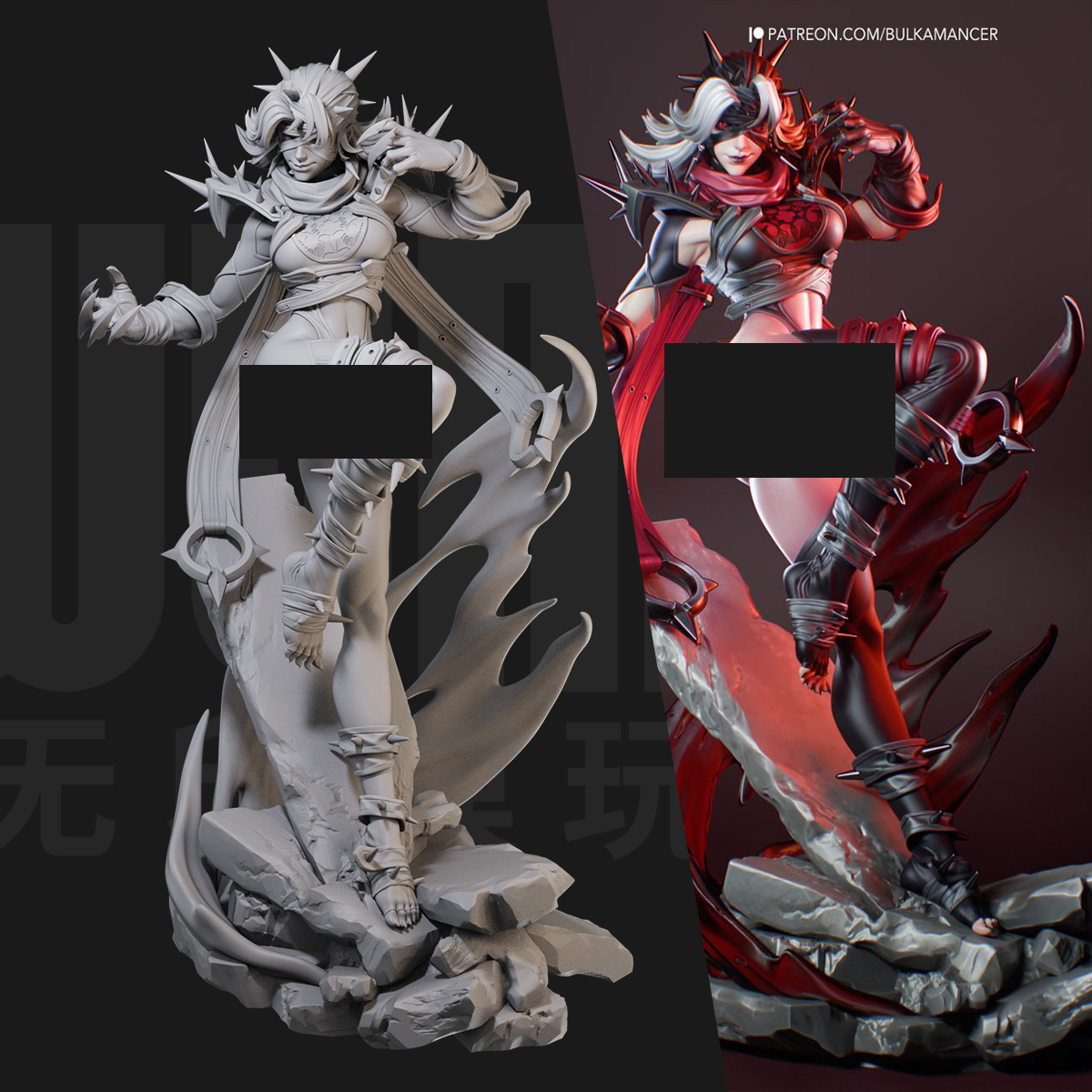 1/24 黑化隐形女 漫威争锋 18比例GK白模手办3D打印兵人模型 5613