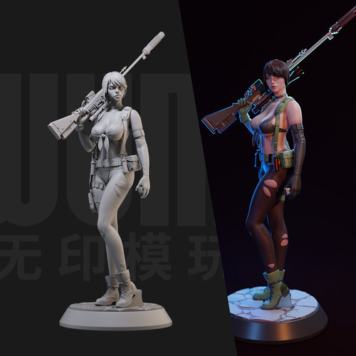 1/24 静静 合金装备 狙击手18比例GK白模手办3D打印兵人模型 5145