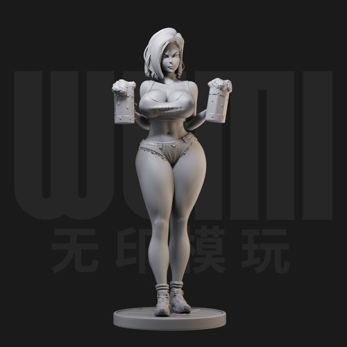 1/24 人造人18号 龙珠 日漫18比例GK白模手办3D打印兵人模型 3956