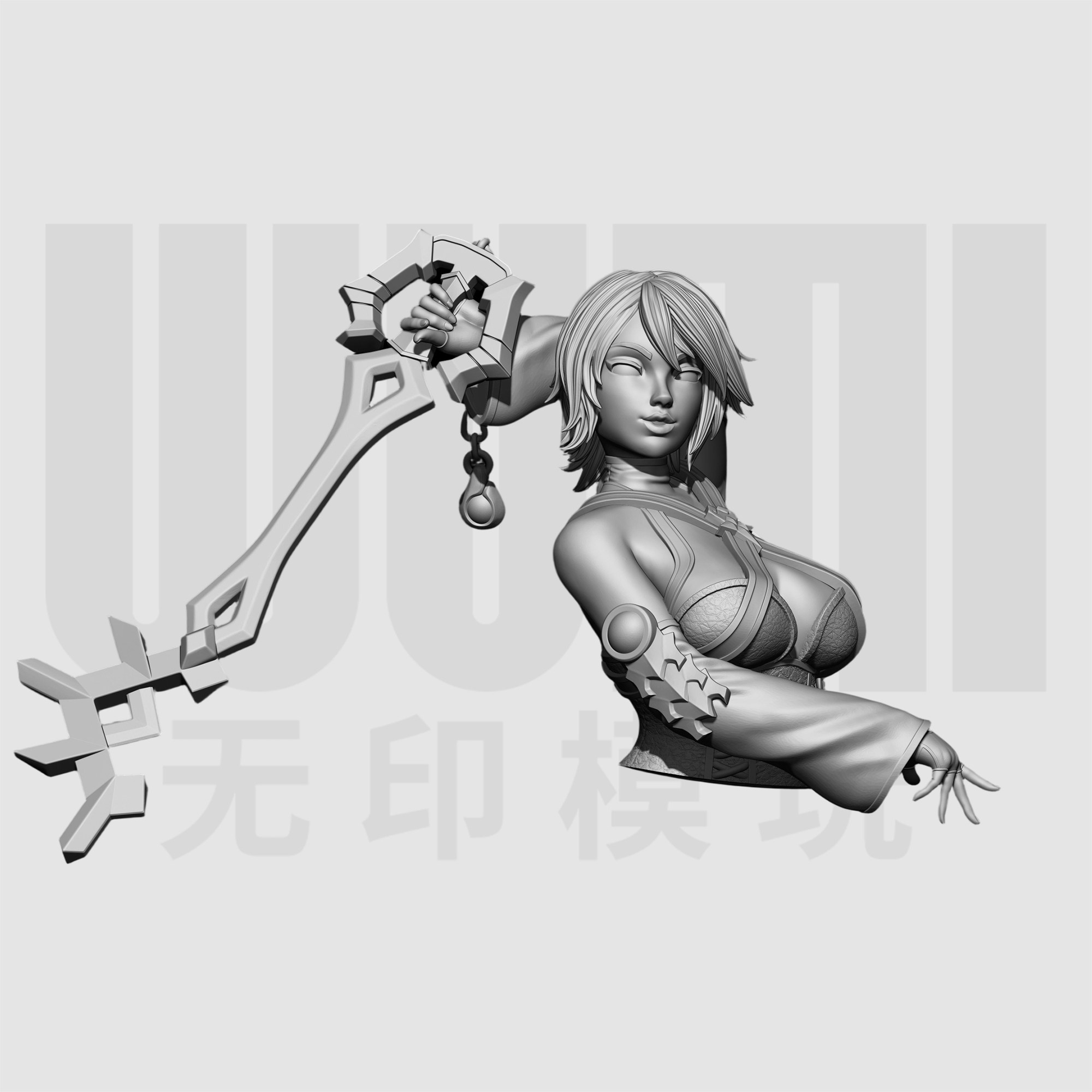 王国之心 阿库娅 1/10胸像白模 16比例GK树脂白模手办模型 1913