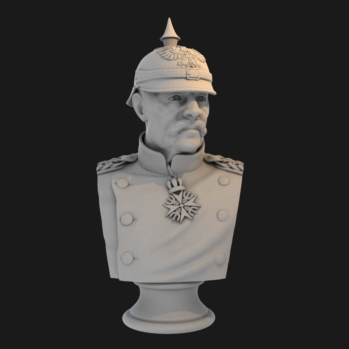 1/10 普鲁士将军胸像 1比16GK白模 3D打印树脂手办模型 38