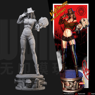 1/24 弗莱迪 猛鬼街女版 18比例GK白模手办3D打印兵人模型 2981