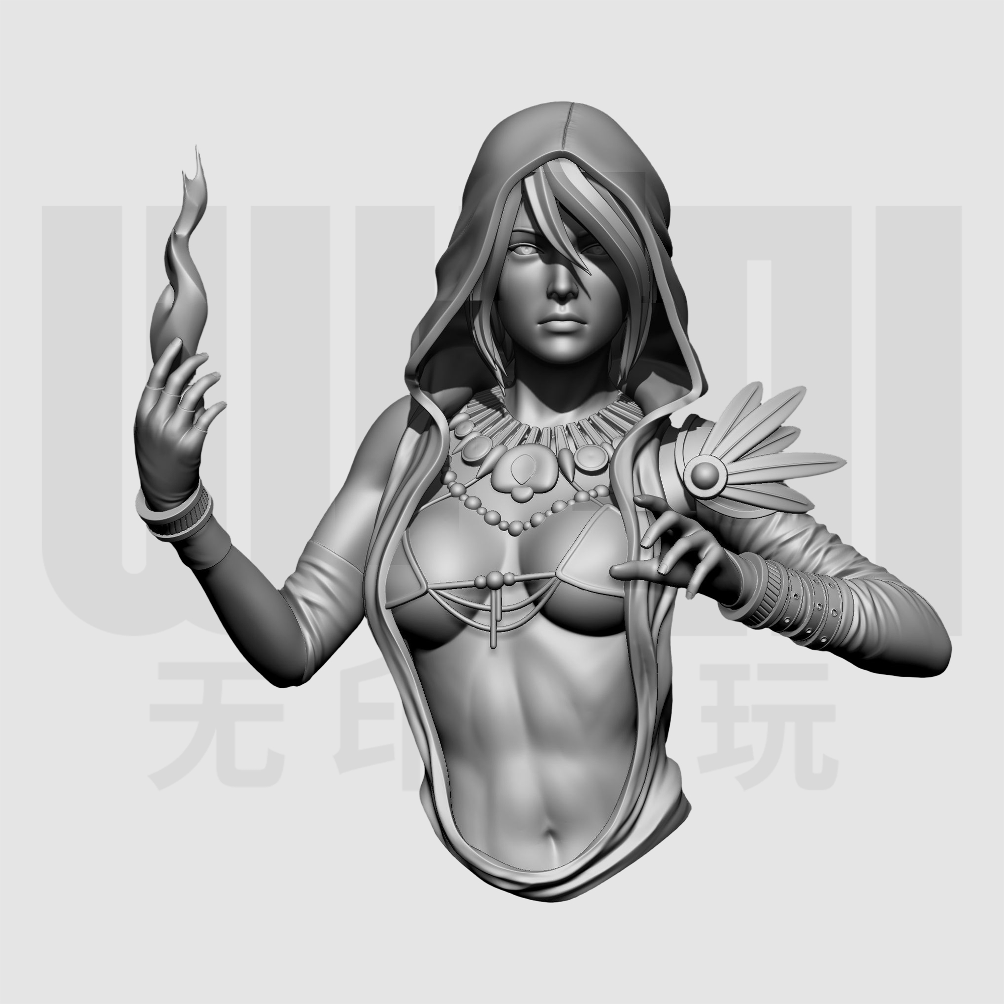 凯尔特神话 摩莉甘 1/10胸像白模16比例GK树脂白模手办模型 1706