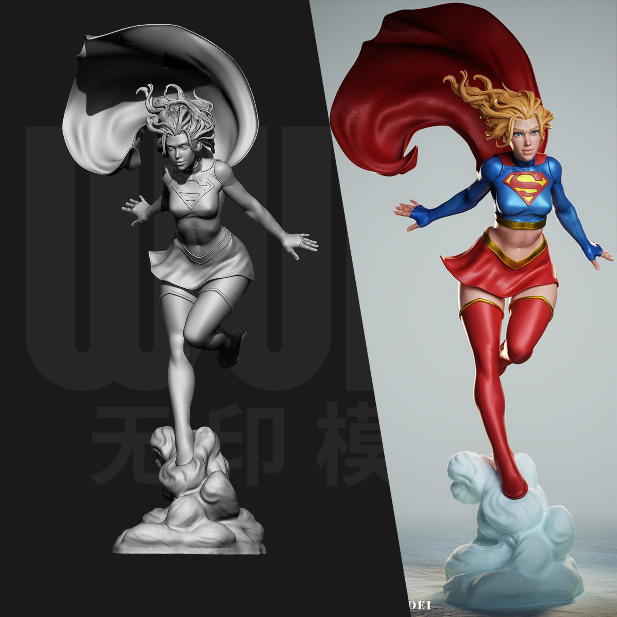 DC 女超人 卡拉·佐 1/24GK白模手办 18比例树脂3D打印模型 6545