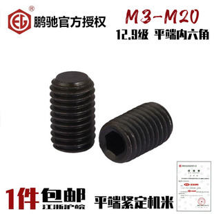 EG鹏驰45H12.9级内六角平端顶丝DIN913紧定机米GB77止付M3 M20