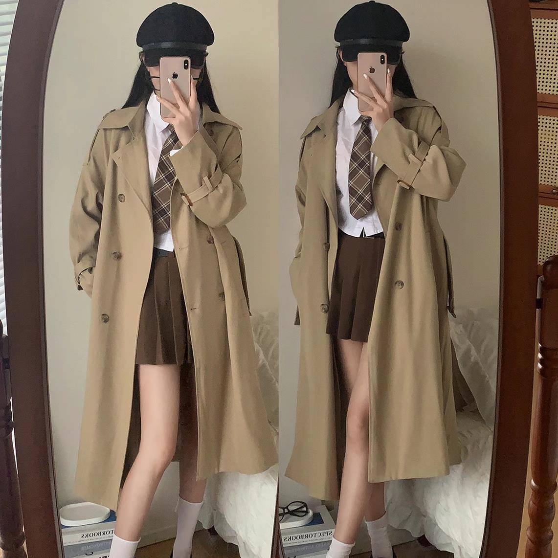 【星球】2025新款风衣外套女英伦风中长款高级小个子卡其色大衣