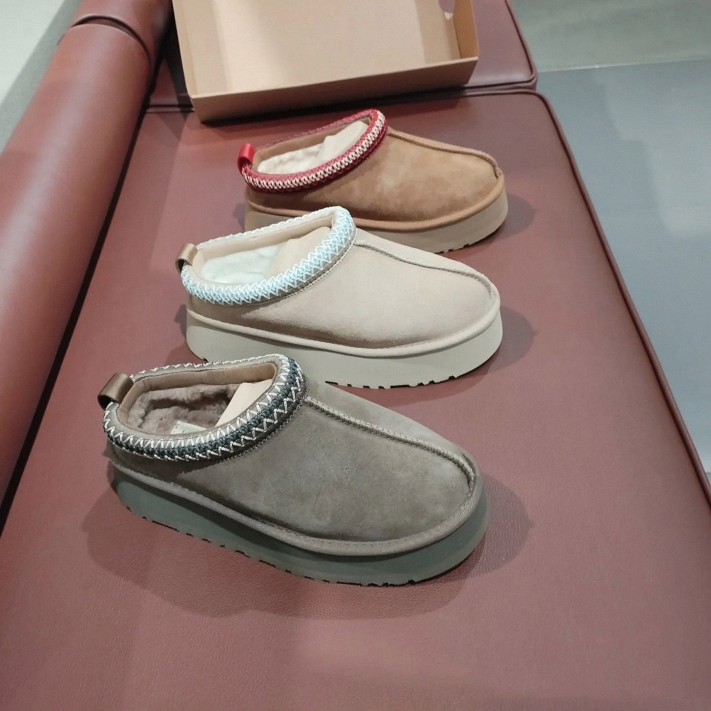 OOTD KMIT 秋冬新品女鞋TAZZ羊皮毛一体一脚蹬塔茨半拖厚底拖鞋