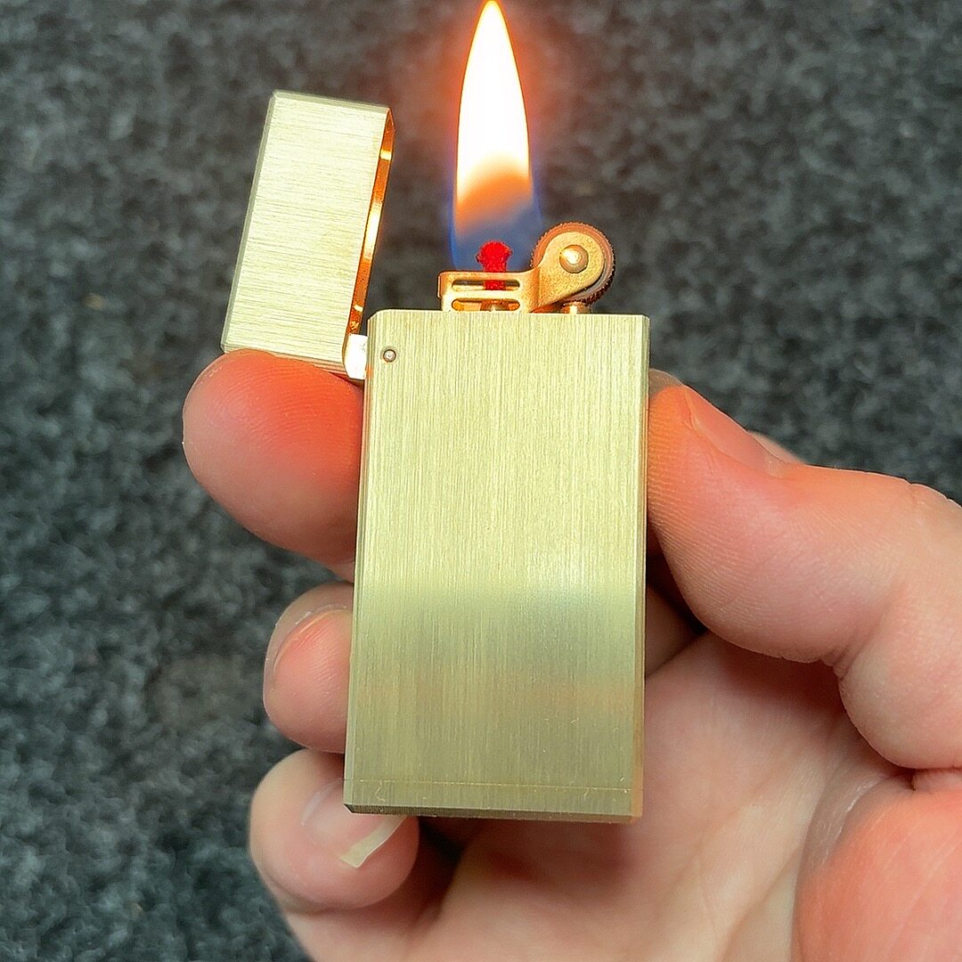 薄款黄铜砂轮煤油打火机 经典铜质加油打火机 轻薄黄铜火机 包邮