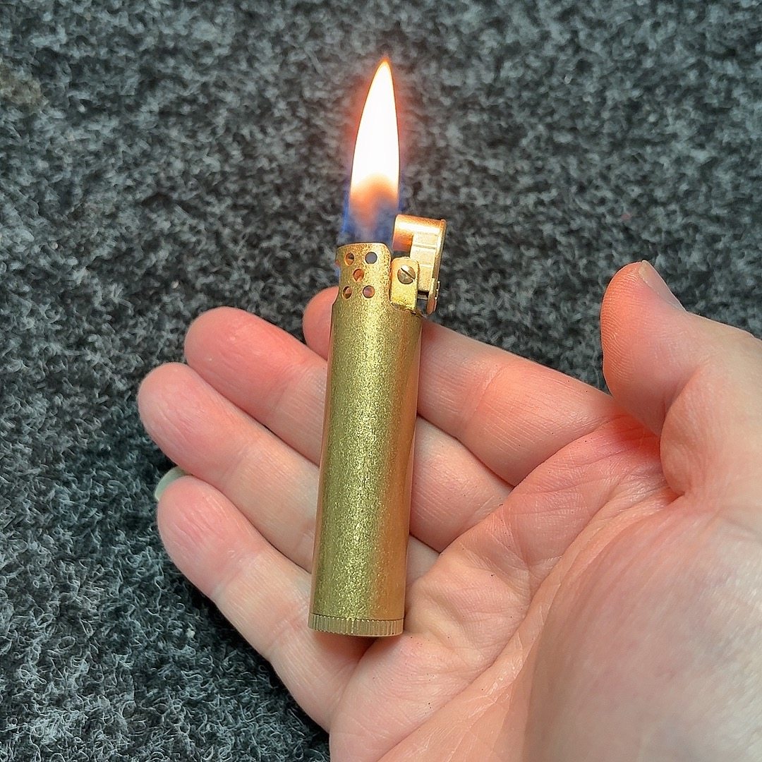 黄铜一键点火打火机 老式煤油打火机 按压点火打火机 包邮