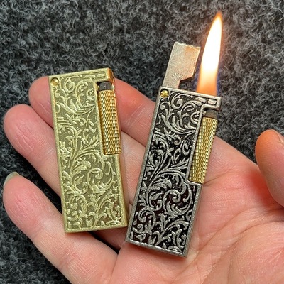 窄版老式侧滑轮煤油打火机