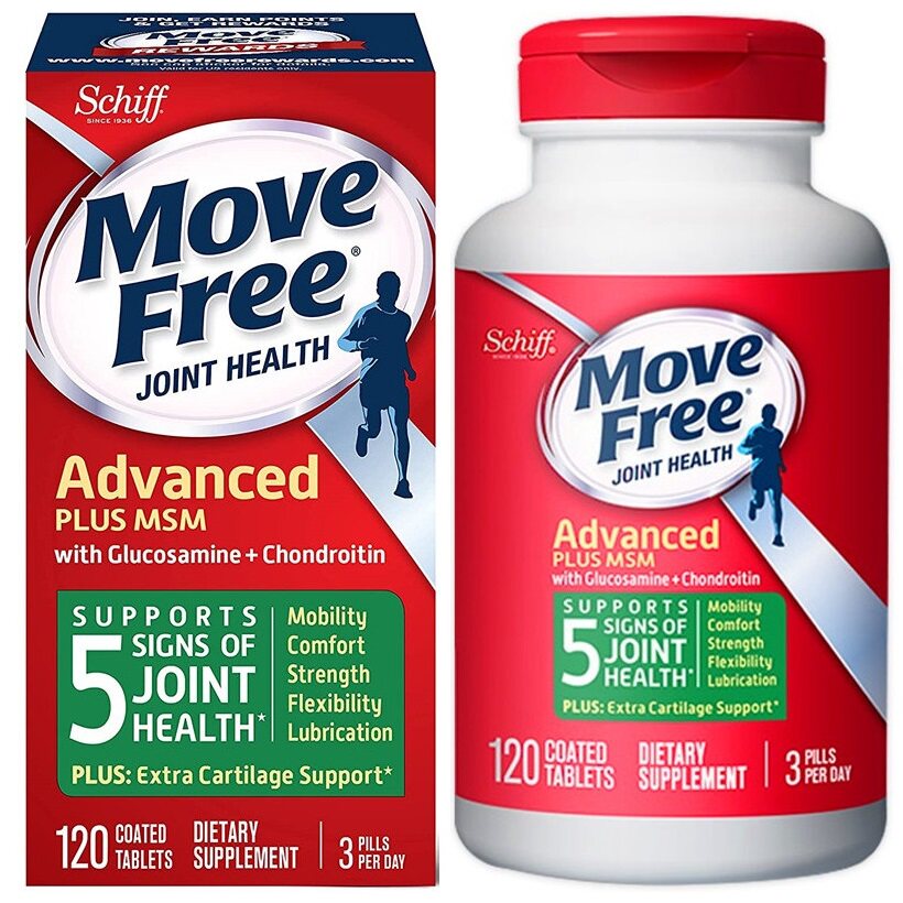 美国原装Schiff Move Free+MSM 氨基葡萄糖维骨力120粒绿盒防伪