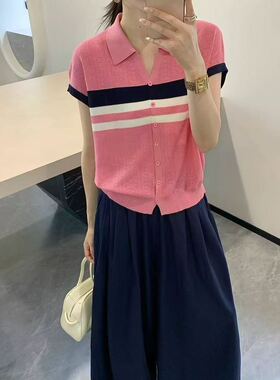 2026夏季新款韩版宽松显瘦百搭翻领短袖针织衫女毛衣上衣