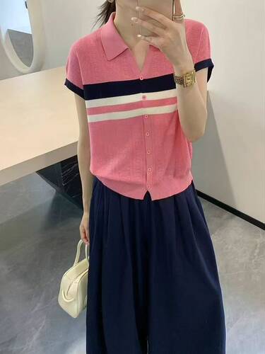 2026夏季新款韩版宽松显瘦百搭翻领短袖针织衫女毛衣上衣