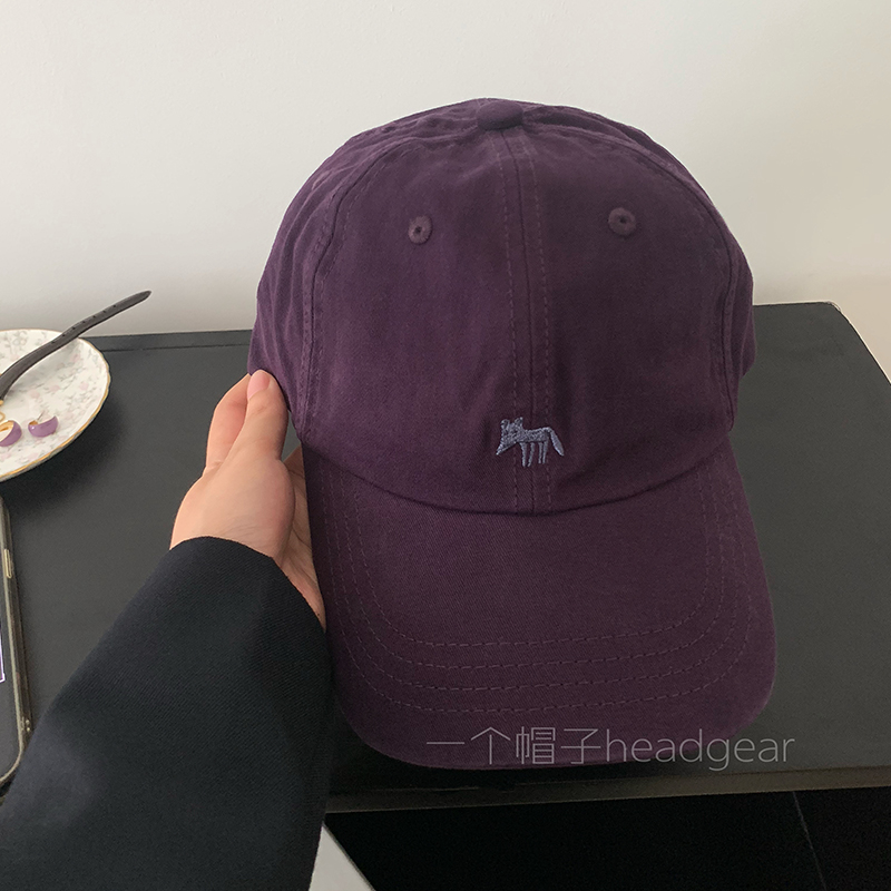 2024新品 韩国复古纯棉刺绣小狐狸棒球帽子男女宽檐显脸小鸭舌帽