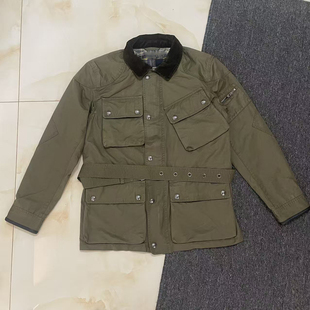 破锣男装重工猎装军绿色灯芯绒夹克外套防水风衣中长款