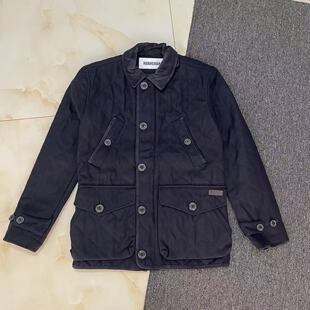 破锣男装灯芯绒毛呢间棉菱格大衣外套厚重保暖