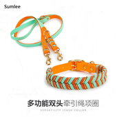 宠物多功能狗狗牵引绳外出狗绳狗圈颈圈中型大型犬狗链项圈可调节