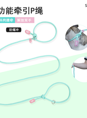 宠物多功能狗狗的牵引绳防爆冲p绳狗绳脖套小中大型犬跑步遛狗绳