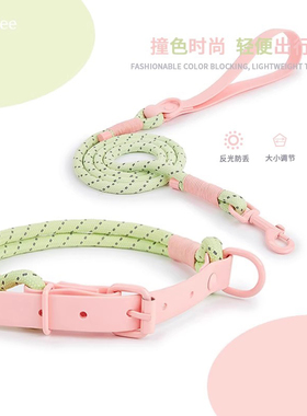 夏天发光外出防丢狗狗牵引绳项圈护脖遛狗链背带脖圈狗绳中大型犬