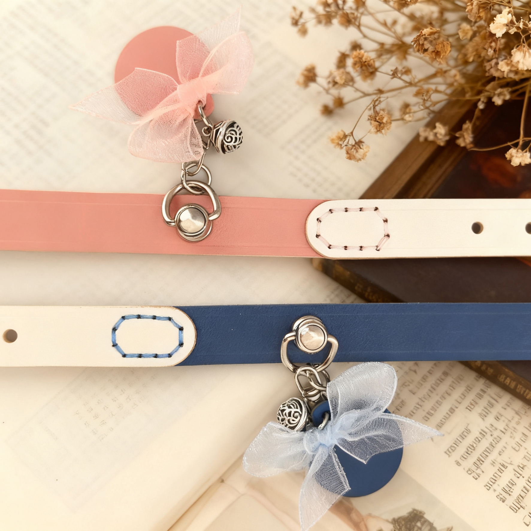 可爱轻量化真皮宠物猫咪项圈