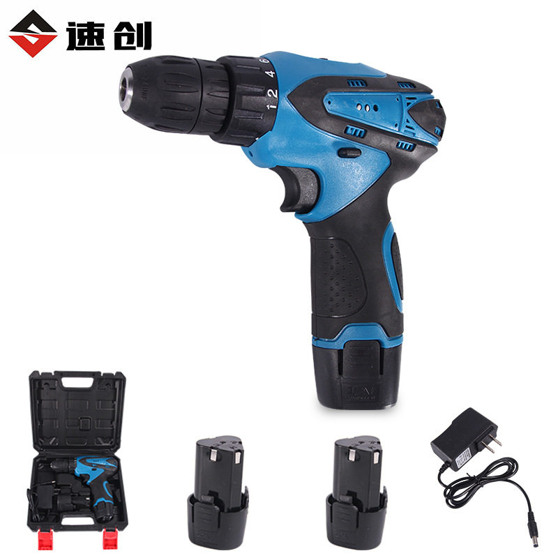速创型双速充电式家用电钻 直插式12V手枪式正反转锂电手电钻