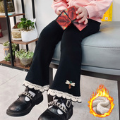 秋冬款 外穿长裤 三岁女孩弹力喇叭裤 女宝宝加绒打底裤 小童洋气裤 子