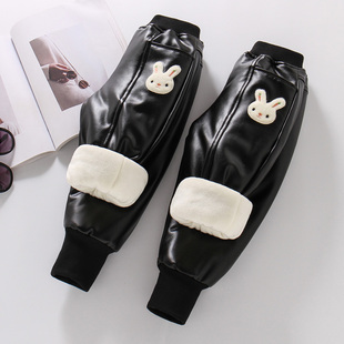 中小童保暖棉裤 女童加绒夹棉裤 儿童加厚弹力长裤 女宝宝皮裤 子新款