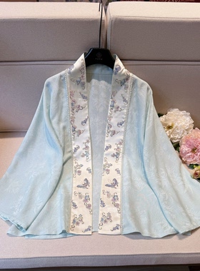 【青萝蝶叙·上衣】轻奢100桑蚕丝花萝手工刺绣中式国风女士外套