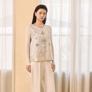 【霜华颂·马甲】苏绣重磅桑蚕丝圆领重工刺绣马甲优雅时尚高定