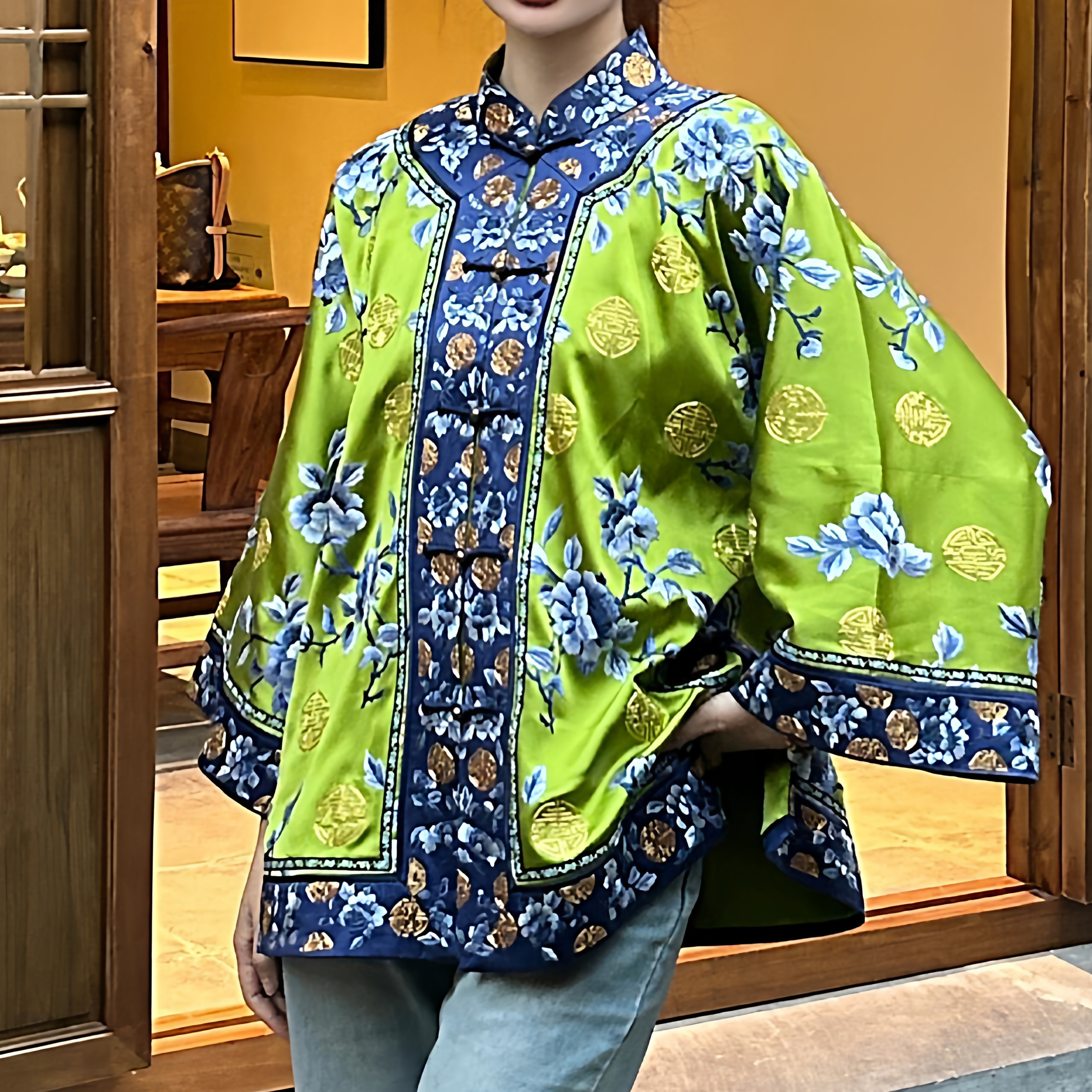 国风手绣立领对襟重工上衣