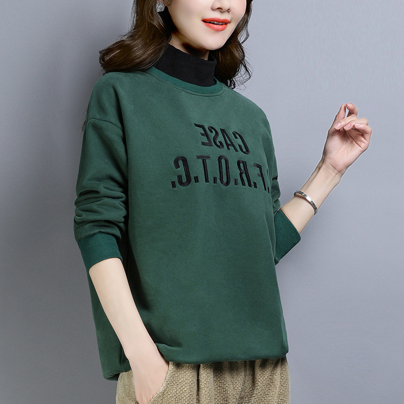 加绒卫衣女加厚高领2025春秋新款
