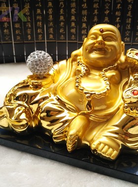 新款太阳能旋转球如意弥勒佛汽车摆件 汽车香水座高端u6