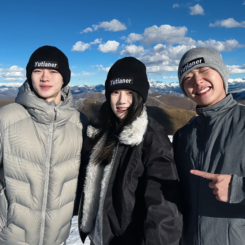 川西旅游潮牌双面字母毛线帽