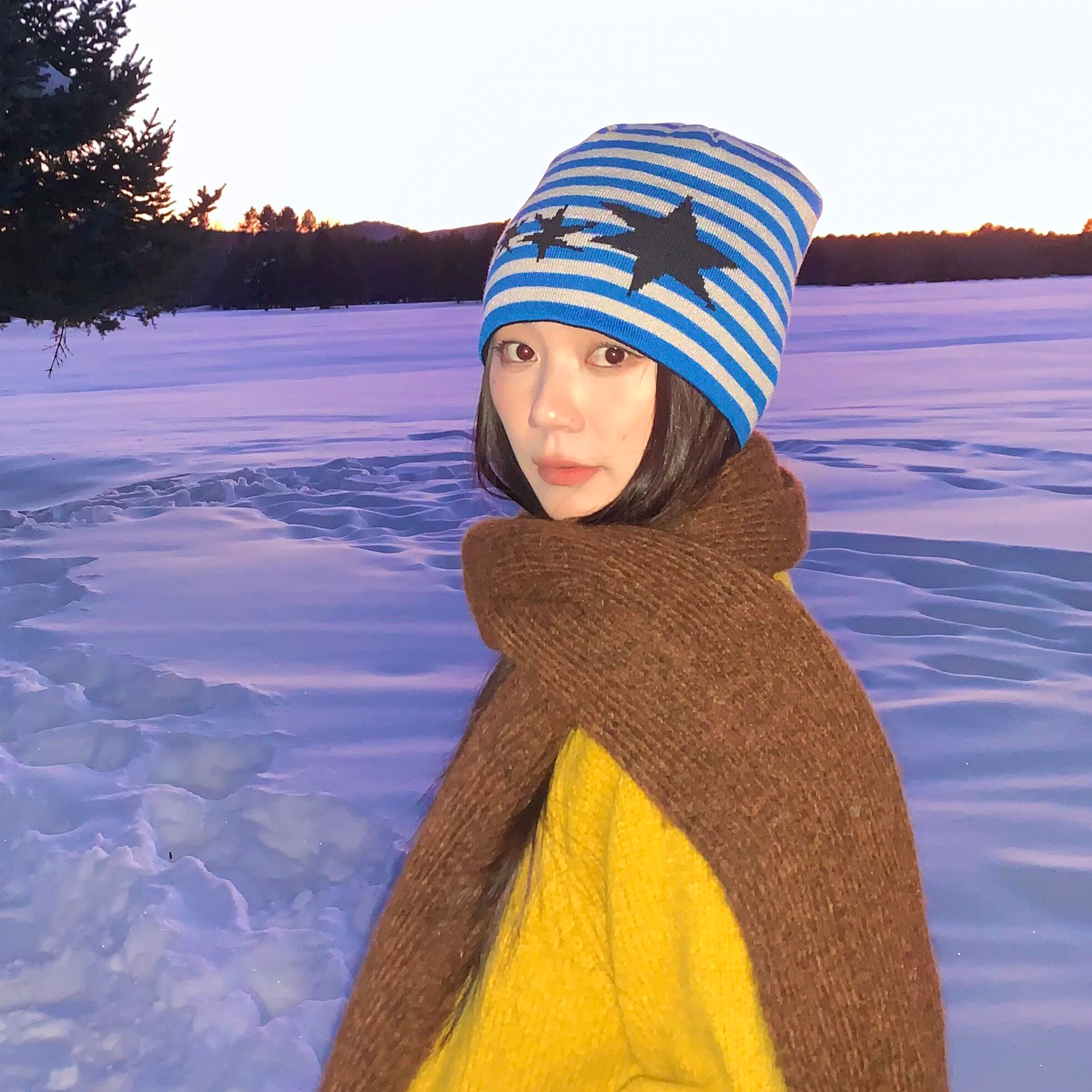 新疆禾木旅游星星条纹毛线帽